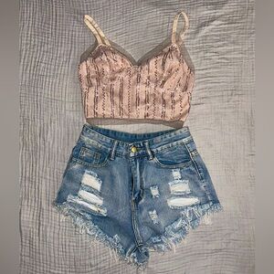 Charlotte Russe Sequin Crop Top- Size Small